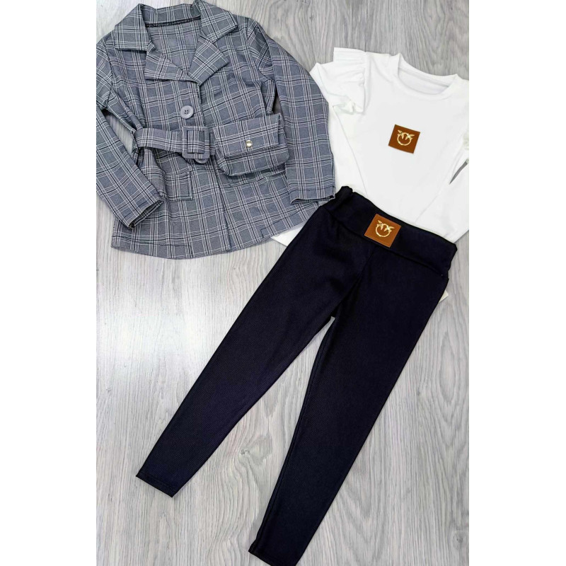 ŻAKIET W KRATKĘ S Pásek