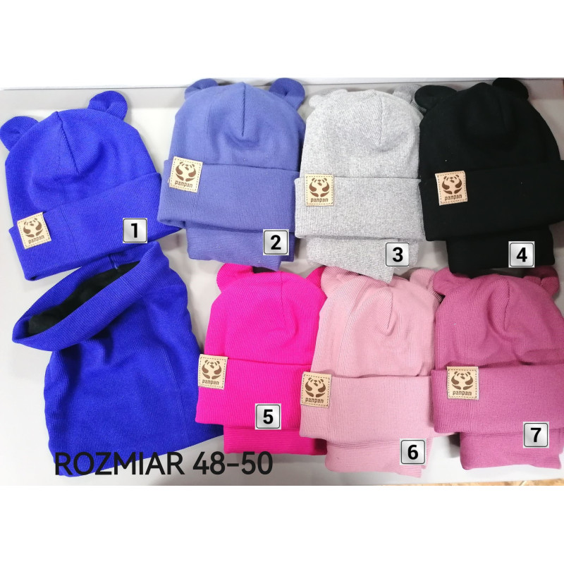 Hat+Neck warmer Ribbed Fleece With USZKAMI ROZMIAR 48 50 Spring/Autumn