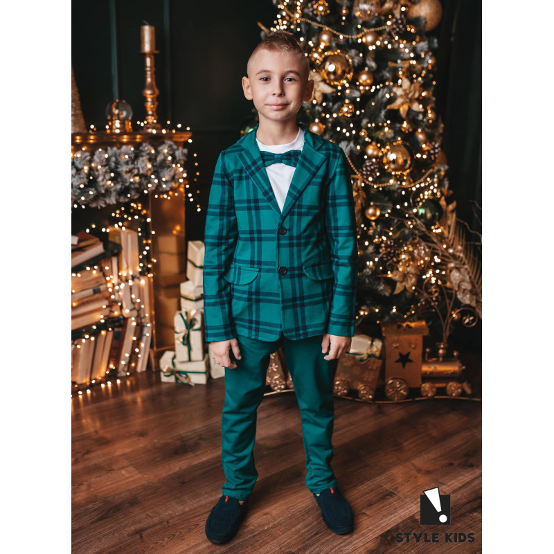 MARYNARKA ELEGANCKA ZIELONA W Karo