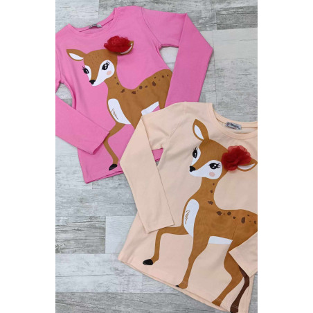 BLUZKA Z SARENKĄ I ODPINANYM KWIATKIEM