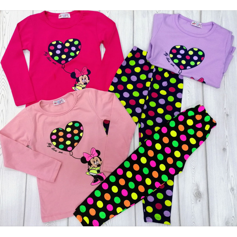 Zestaw rebrovaný top MINNIE s sercem i legíny