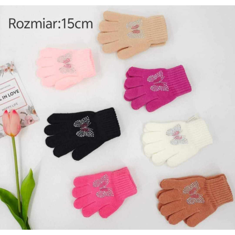 Rukavice S CEKINOWYM MOTYLKIEM 15 cm