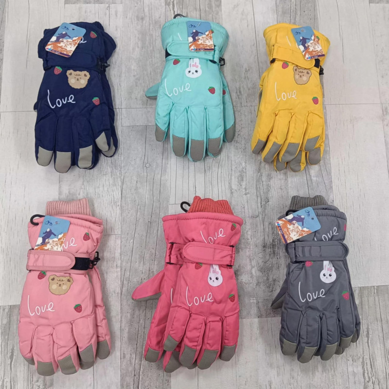 Rukavice NARCIARSKIE FUTERKO KRÓLIKI I MISIE 8-12 LAT