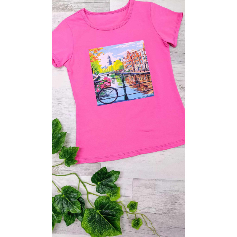 Žebrovaný top S NADRUKIEM PANORAMA