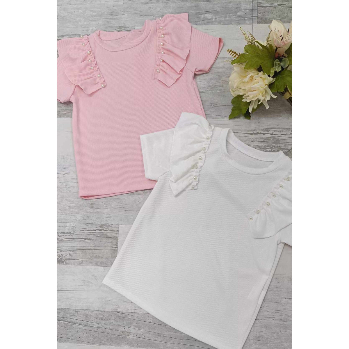 Geripptes oberteil Gerippt Mit Ruffle I PEREŁKAMI