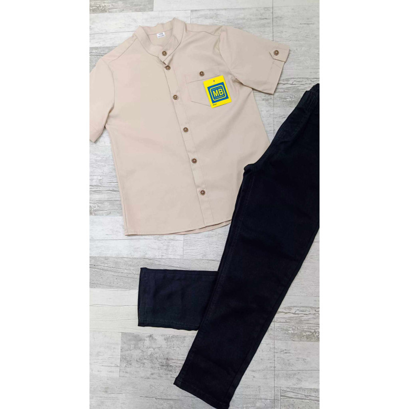 Shirt ZE STÓJKĄ With KRÓTKIM RĘKAWEM MB HANNA Beige