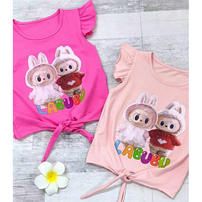 Geripptes oberteil T-shirt WIĄZANA Mit Ruffles LABUBU