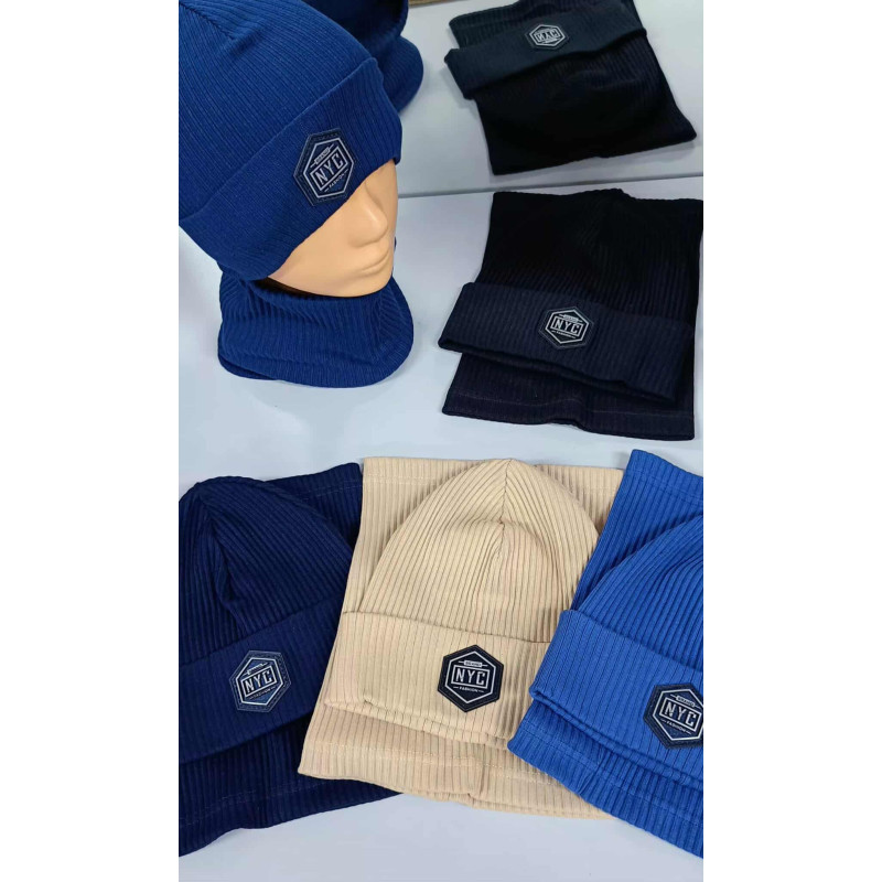 Čepice+ Nákrčník Žebrovaný S NASZYWKĄ N