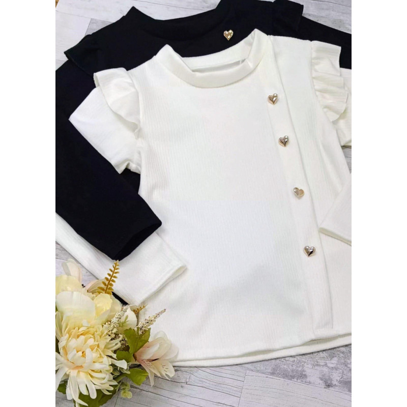 Žebrovaný top SWETERKOWA ZE ZŁOTYMI SREDUSZKAMI I Volány