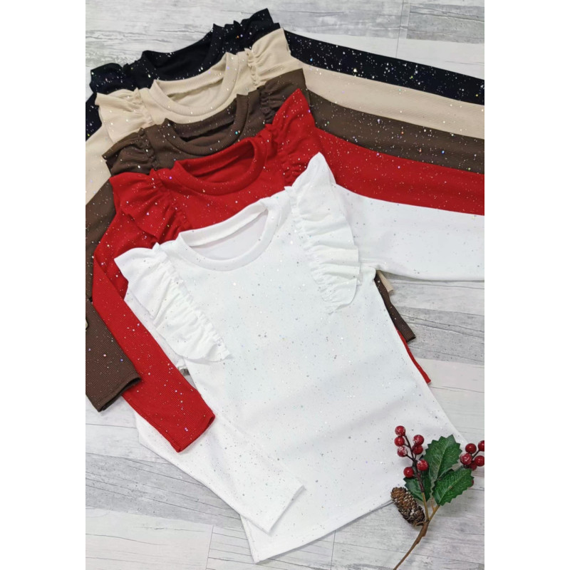 BLUZKI Bordázott -vel Fodrokkal BŁYSZCZĄCE -vel DROBINKAMI