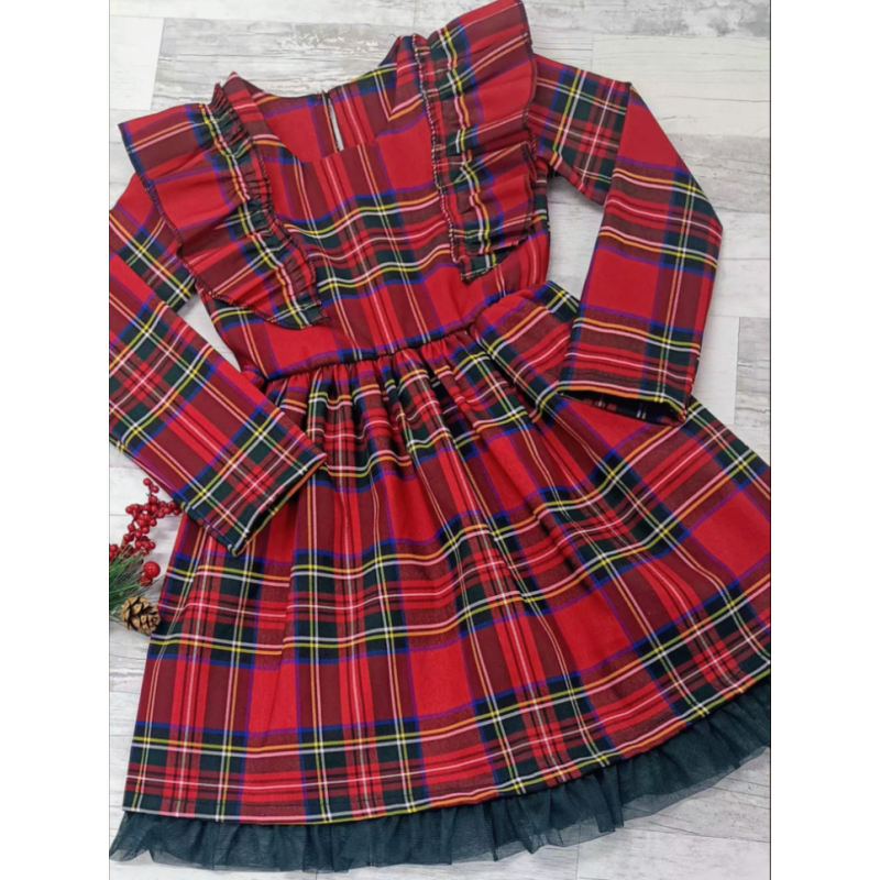 Kjole W SZKOCKĄ KRATE Med Flæser