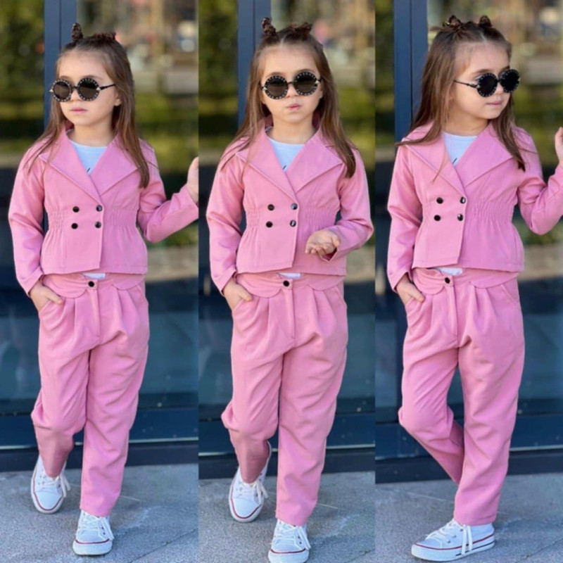 Set ŻAKIET+ Broek +T-shirt BRUDNY Roze