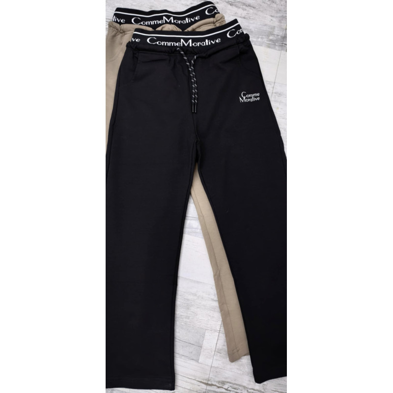 Nohavice SZWEDY DRESOWE S GUMĄ W PASIE Čierny/Béžová