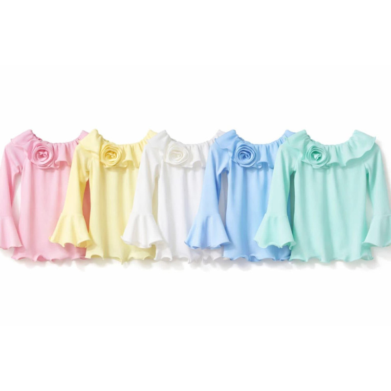 Žebrovaný top Žebrovaný S ROZSZERZANYMI RĘKAWAMI I RÓŻĄ