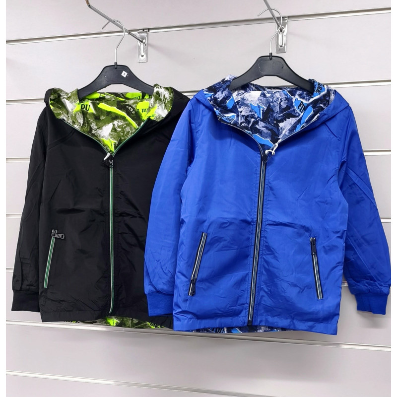 Bunda CHŁOPIĘCA CIENKA DWUSTRONNA Čierny/NIEBIESKI