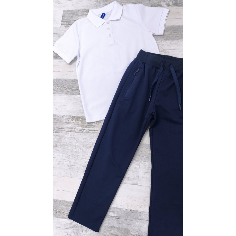 Chlapčenské biele polo tričko, elegantné do školy