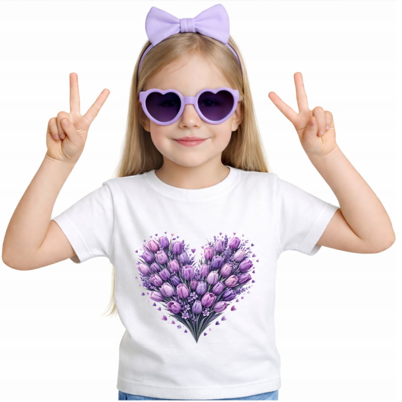 Koszulka dziewczęca Tulipanowe Serce bawełna